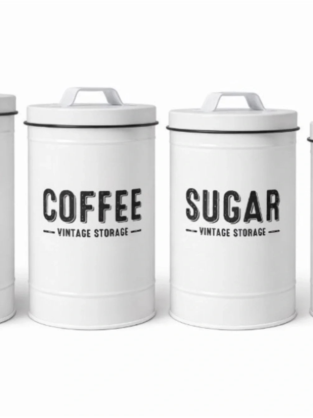 White Coffee & Sugar Vintage Storage Canisters Set - White